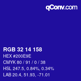 カラーコード: RGB 32 14 158 | qconv.com