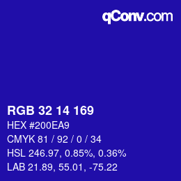Color code: RGB 32 14 169 | qconv.com