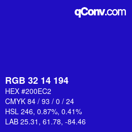 Color code: RGB 32 14 194 | qconv.com