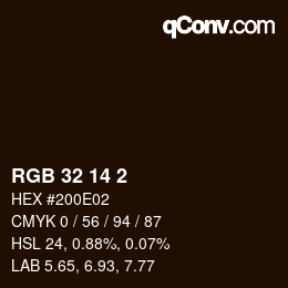 颜色代码: RGB 32 14 2 | qconv.com