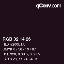 Color code: RGB 32 14 26 | qconv.com