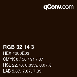 Color code: RGB 32 14 3 | qconv.com