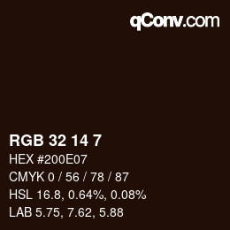 Color code: RGB 32 14 7 | qconv.com