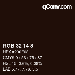 Color code: RGB 32 14 8 | qconv.com