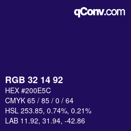 カラーコード: RGB 32 14 92 | qconv.com