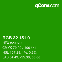 Color code: RGB 32 151 0 | qconv.com