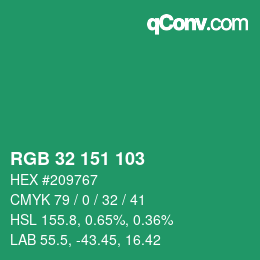 Color code: RGB 32 151 103 | qconv.com