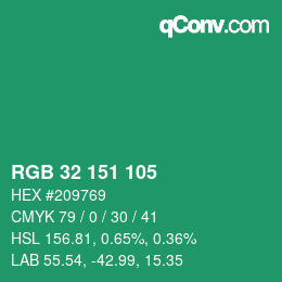 Color code: RGB 32 151 105 | qconv.com