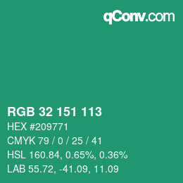 Color code: RGB 32 151 113 | qconv.com