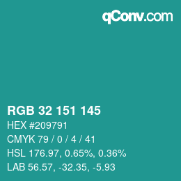 Color code: RGB 32 151 145 | qconv.com