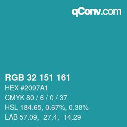 Color code: RGB 32 151 161 | qconv.com