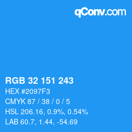 Color code: RGB 32 151 243 | qconv.com