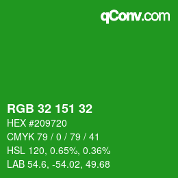 Color code: RGB 32 151 32 | qconv.com