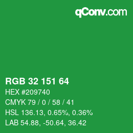 Color code: RGB 32 151 64 | qconv.com