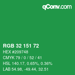 Color code: RGB 32 151 72 | qconv.com