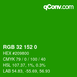Color code: RGB 32 152 0 | qconv.com