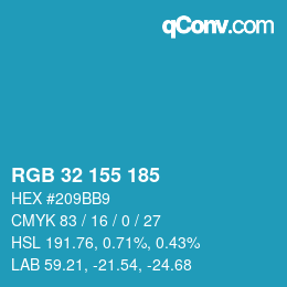 Color code: RGB 32 155 185 | qconv.com