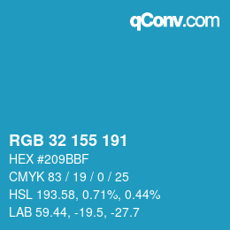 Color code: RGB 32 155 191 | qconv.com