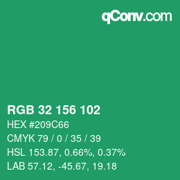 Color code: RGB 32 156 102 | qconv.com