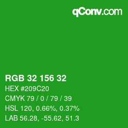 カラーコード: RGB 32 156 32 | qconv.com