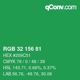 Color code: RGB 32 156 81 | qconv.com