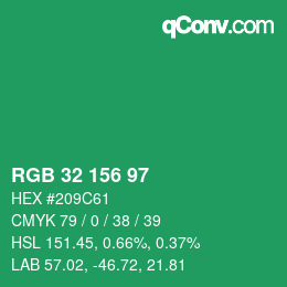 Color code: RGB 32 156 97 | qconv.com