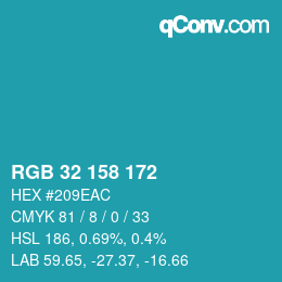 Color code: RGB 32 158 172 | qconv.com