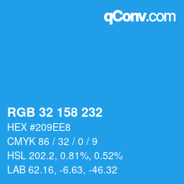 Color code: RGB 32 158 232 | qconv.com