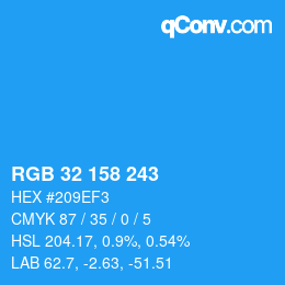 Color code: RGB 32 158 243 | qconv.com