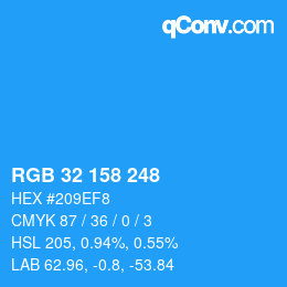 Color code: RGB 32 158 248 | qconv.com