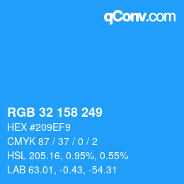 Color code: RGB 32 158 249 | qconv.com