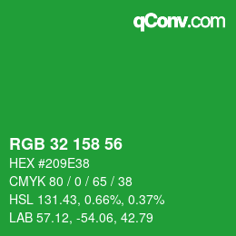 Color code: RGB 32 158 56 | qconv.com