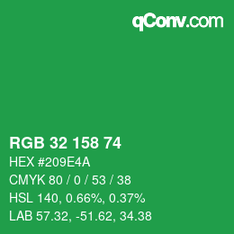 颜色代码: RGB 32 158 74 | qconv.com