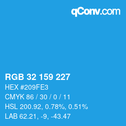 Color code: RGB 32 159 227 | qconv.com