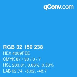 カラーコード: RGB 32 159 238 | qconv.com