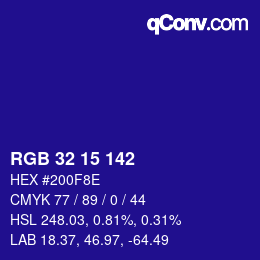 Color code: RGB 32 15 142 | qconv.com