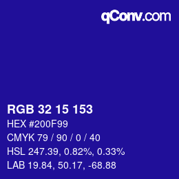 Color code: RGB 32 15 153 | qconv.com