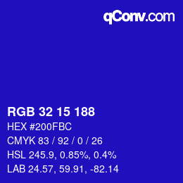 カラーコード: RGB 32 15 188 | qconv.com