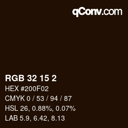 Color code: RGB 32 15 2 | qconv.com