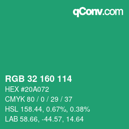 Color code: RGB 32 160 114 | qconv.com