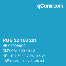 Color code: RGB 32 160 201 | qconv.com