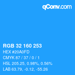 カラーコード: RGB 32 160 253 | qconv.com