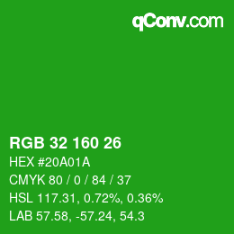Color code: RGB 32 160 26 | qconv.com