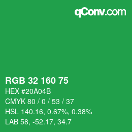 Color code: RGB 32 160 75 | qconv.com