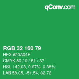 Color code: RGB 32 160 79 | qconv.com