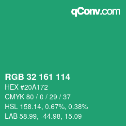 Color code: RGB 32 161 114 | qconv.com