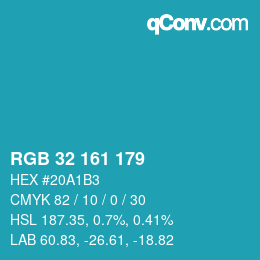 Color code: RGB 32 161 179 | qconv.com