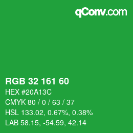 Color code: RGB 32 161 60 | qconv.com