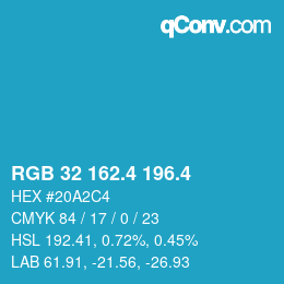 カラーコード: RGB 32 162.4 196.4 | qconv.com