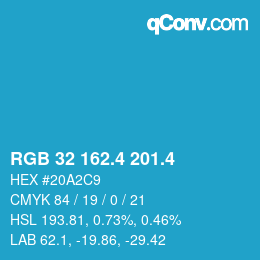 カラーコード: RGB 32 162.4 201.4 | qconv.com